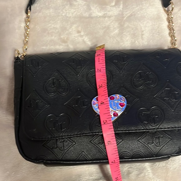 NWOT Juicy Couture Black Embossed Shoulder Bag with Heart Detail - Picture 7 of 8